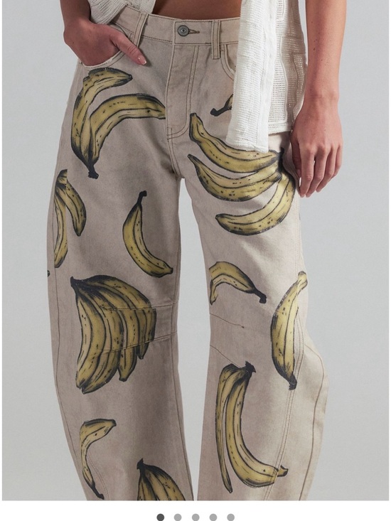 We The Free Denim - NWT We The Free | Good Luck Printed Barrel Jeans | Go Bananas | Size 25